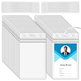Oomcu 30 PCS Clear Plastic Luggage Tags Holders Bulk - Cruise ID Card Badge Label Tag Holder with Loops Straps for Suitcases, Backpacks, Travel, Office, Business Supplies,Baggage Name Tags (30)