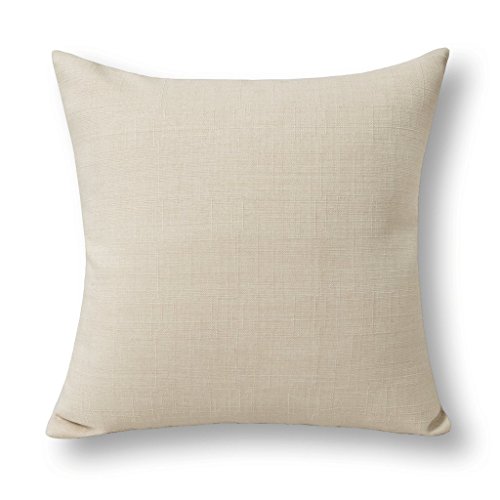 Jeanerlor (26x26, Light Linen) - Home Decoration Faux Linen with Bamboo Texture Euro Throw Pillow Sham Cushion Cover for Teen girl, 26x26 inch (65 x 65 cm), Light Linen