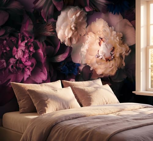 MFWFM Dark Floral Peel and Stick Wallpaper Peony Flowers Wall Murals