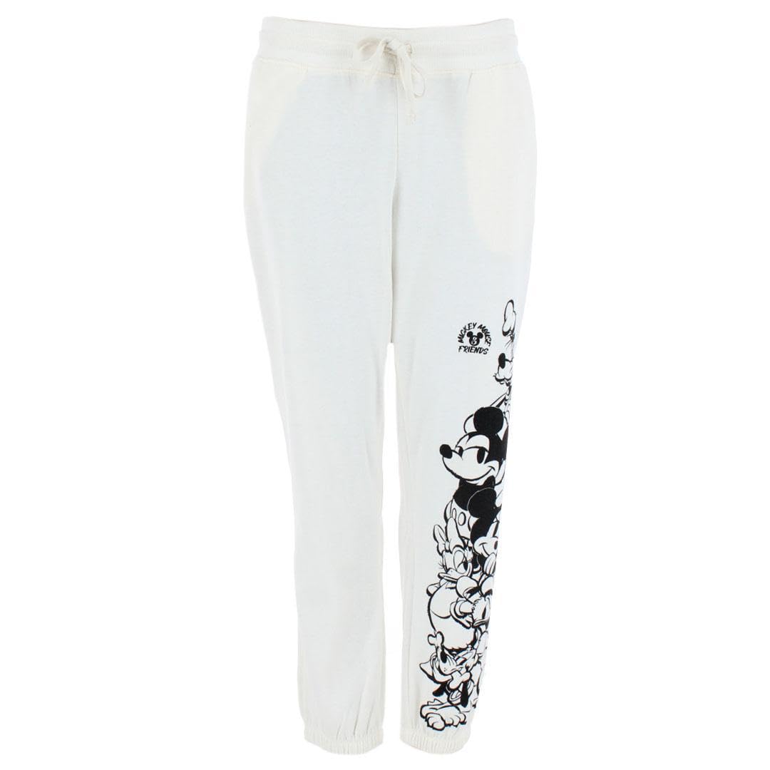 Jerry Leigh Women's Mickey Mouse & Friends Jogger Pants, Small, White