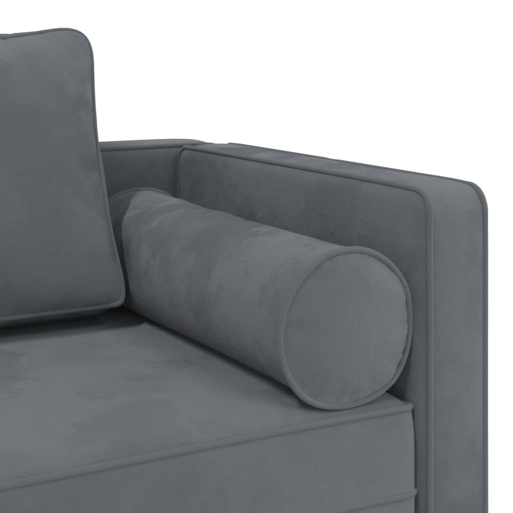 Chaise Longue in velluto grigio scuro con cuscino e schiuma altamente elastica, 116,5 x 62 x 57,5 cm, sdraio relax ergonomico per soggiorno, camera da letto, ufficio, comodo per sdraiarsi e