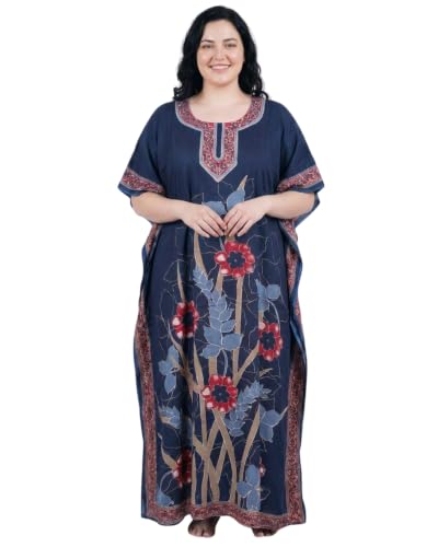 Image of Oussum Women Kaftan Plus Size Polyester Summer Lightweight Caftan Swimsuit Cover Ups Maxi African Mumu Lounge House Dress