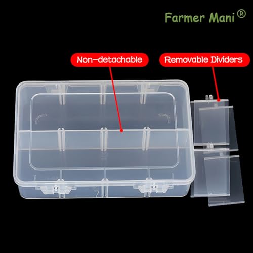 Image of 2 Pack Transparent Plastic Bead Organizers with Adjustable Dividers (8 Grids),Craft Organizers and Storage Beads Organizer,Size 7.09 x 4.72 x 1.65 in
