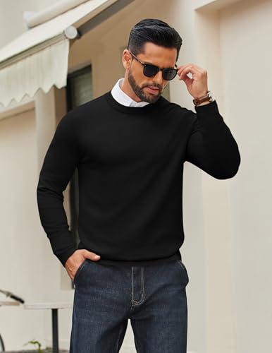 COOFANDY Men's Crew Neck Pullover Sweater Slim Fit Long Sleeve Knit Sweaters Lightweight Dress Casual Crewneck Sweater2