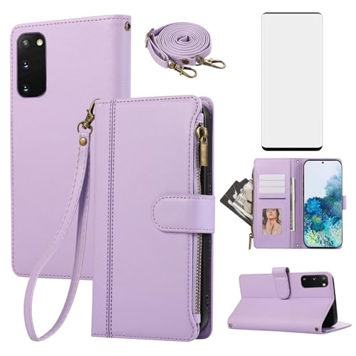 Coque Samsung Galaxy S20 Plus Asuwish avec fermeture éclair et verre trempé