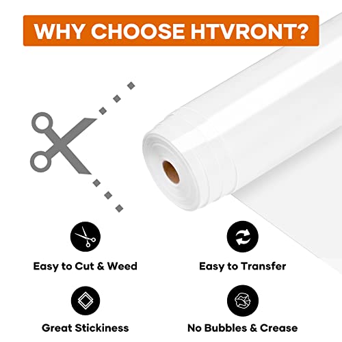 Htvront Heat Transfer Vinyl White Iron On Vinyl-12"X 60Ft White Htv Vinyl Roll Easy To Cut & Weed For Heat Vinyl Design (White) #TOP6