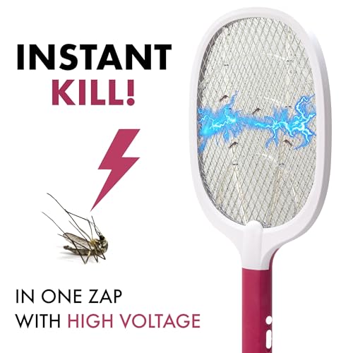 Weird Wolf Heavy Duty Mosquito Racket Bat | Rechargeable Electric Fly Swatter | Mosquito Killer Racquet with Type-C Charging and 6 Months Warranty (Maroon) (Image - 2)
