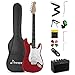 Donner Kit Chitarra Elettrica Stratocaster Chitarre Elettriche da 39 Pollici con Amplificatore, Borsa, Capo, Cinghia, Corda, Sintonizzatore, Cavo e Plettri (Rosso)