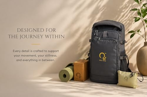 Image of O2 Travel Backpack | MATT Pack Bag 40L-50L Yoga Accessories Bag for Men & Women | Fits Regular & Extra Long Yoga Mats | Water Resistant with Laptop Compartment | for Trekking, Trip, Camping