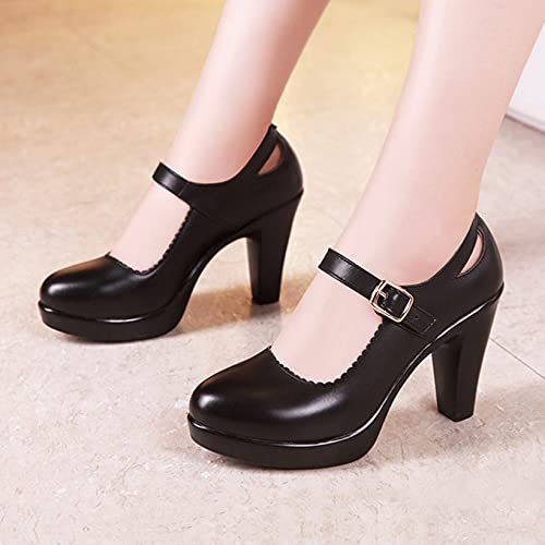 Women Platform Chunky High Heel Mary Janes Fashion Ankle Strap Dress Shoes Comfort Closed Toe Pumps2
