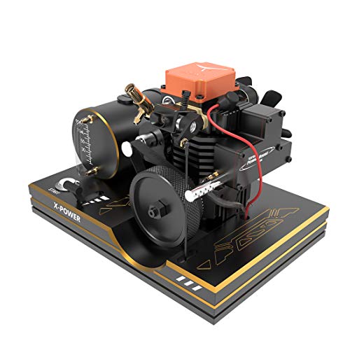 RuiyiF 4 Stroke Methanol Engine Model Kit Assembly for RC Model Car Ship Airplane, DIY Hobby Model Engine Kits to Build for Adults That Run, Mini Desk Engine Model, Educational Toys