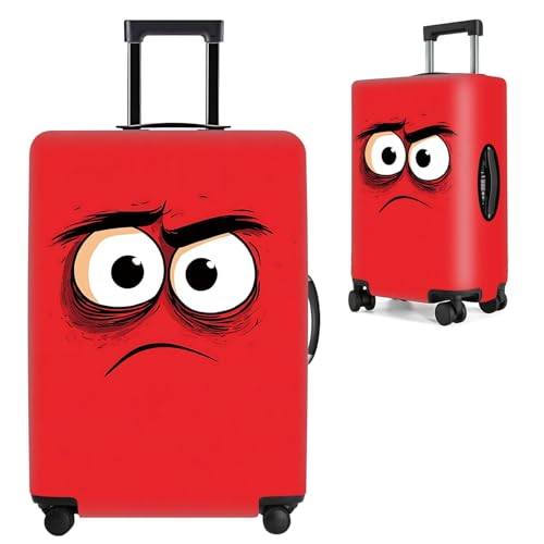Image of Angry Face Luggage Cover, Washable Funny Cartoon Suitcase Cover, Stretchable Travel Suitcase Protector Anti-scratch Bag Cover,M