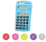 Calculator Blue, Basic Small Solar and Battery Operated, Large Display Four Function, Auto Powered Handheld Calculator School and Kids Available in Green, Red, Purple, Grey, Pink, 1 PK – by Enday