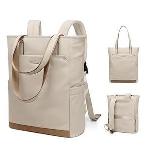 Rucksack Damen 16 Zoll, Laptop Schulrucksack Wasserdicht, Schultasche Women Elegant Tagesrucksäcke Handtasche 2 in 1 Arbeitstasche Lehrertasche Reiserucksack für Uni Büro,Aprikose