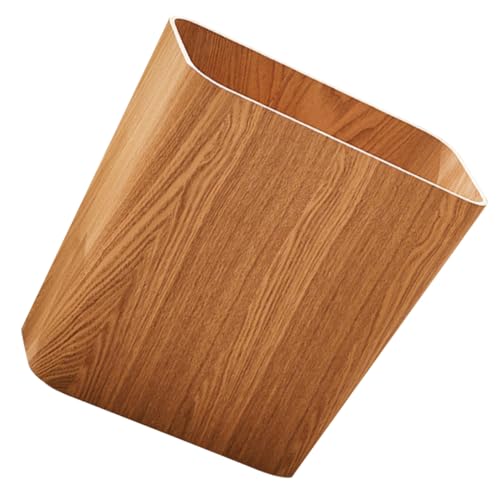 Caneca de basura rectangular de madera Caqui miniatura 1