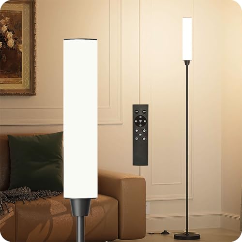 pekipe Lámpara de pie regulable con control remoto, lámpara de pie para dormitorio, sala de estar, oficina, brillo ajustable (10%-100%) y temperatura de color (3000 K-6000 K), lámpara de esquina LED