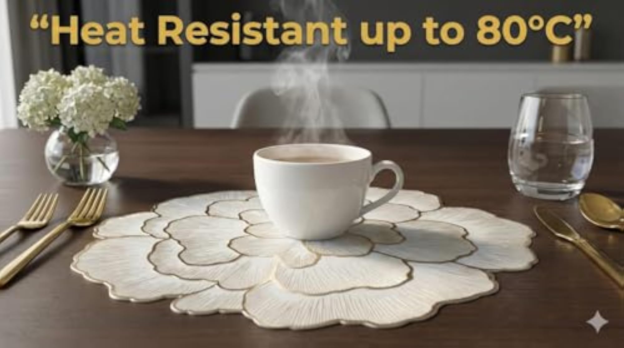 Leaf and Floral Pattern Placemat Set for Dining Table
