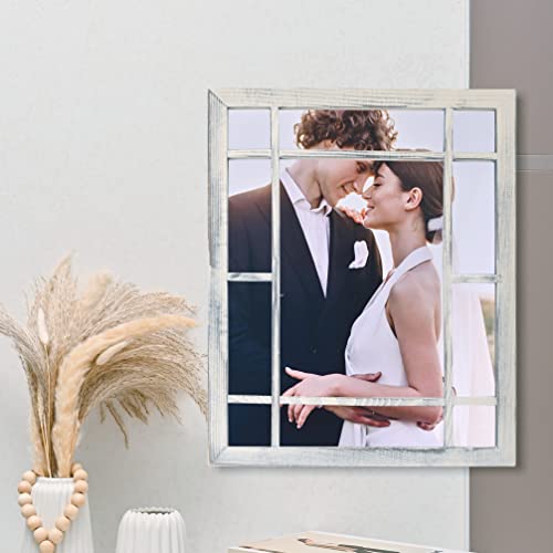 Mont Pleasant 11X14 Picture Frame Antique Styled Window Frame Rustic Wedding Photo Frame Gifts For Couple 11 By 14 Family Picture Frame For Wedding Anniversary,Valentines Day (White) #TOP2