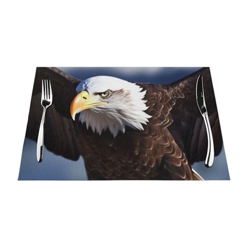 Set de table en vinyle motif aigle lavable 30x45 cm - Lot de 6