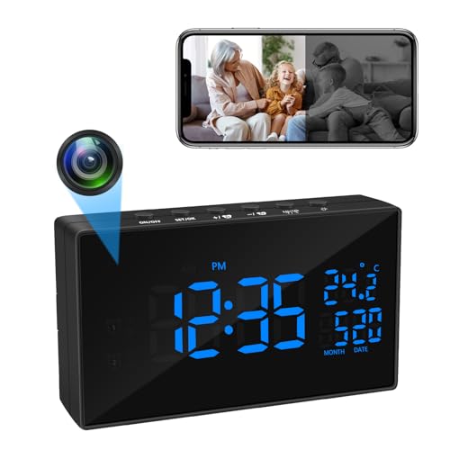 Telecamera Nascosta WiFi HD 1080P Mini Telecamera 2.4 / 5G Telecamera Wifi Spy Cam Senza Fili ,Telecamera Spia Sveglia e Schermo Multifunzione Supporto Visione Notturna Rilevamento del Movimento