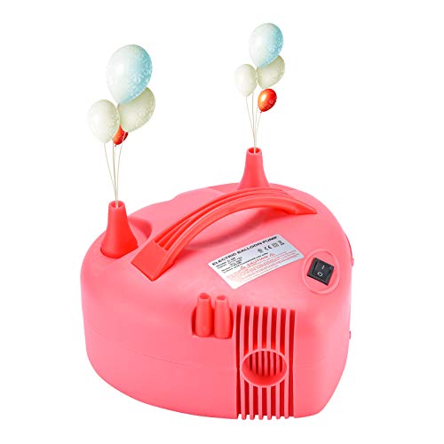 Electric Balloon Pump, NuLink Portable Dual Nozzle 110V 600W Electric Balloon Blower Pump for Decoration, Party [Pink]