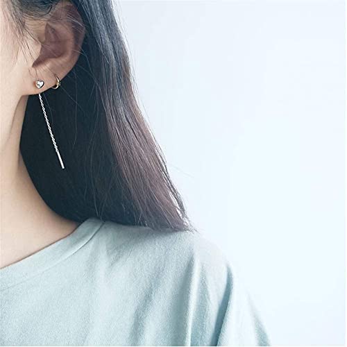 Boucles d'oreilles à filetage en argent et pendants cœurs