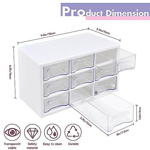 Desk Storage Organizer with 9 Drawers, ToyaJeco Stackable Desktop Craft Drawer Cabinet - Image 3