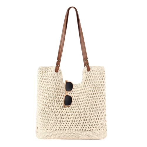Image of Crochet Beach Bag Summer Woven Tote Bag Crochet Purse for Women handbags Boho Shoulder Bags for Travel Vacation