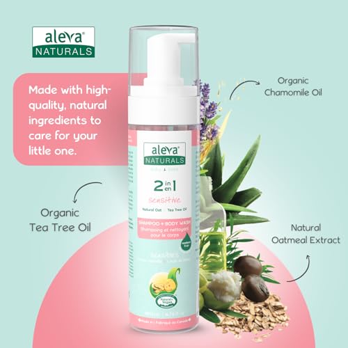 Image of Aleva Naturals Sensitive Skin Baby Care Set - 240ML Baby Lotion & 200ML 2 in 1 Shampoo and Body Wash for Babies with Dry Skin Daily Soothing Moisturizer Hypoallergenic Free Parabens