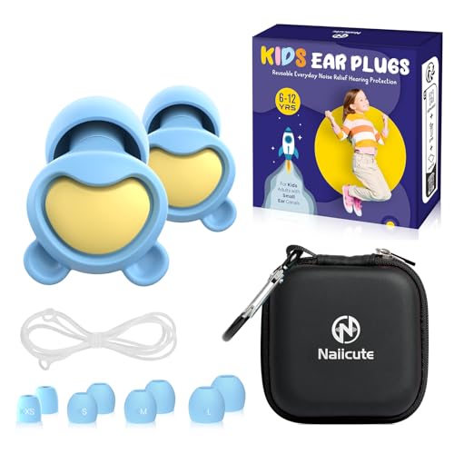 Ohrstöpsel Kinder (6-12 Jahre) - Wiederverwendbarer Gehörschutz Kinder, Ohrenstöpsel lärmschutz mit Schnur für Konzert, Konzentration, Angst, Schule, Zuhause, Reisen, Schlaf, Fliegen, Feuerwerk, 26dB