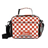 Glaphy Custom Red and Black Plaid Lunch Bag for Boys Kids, Personalized Your Name Lunch Tote Bags In