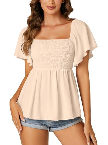 Image of LYANER Women's Square Neck Cute Peplum Top