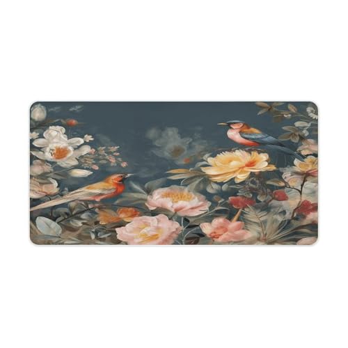 Flowers Birds desk pad grande impermeable 30x60 cm miniatura 1