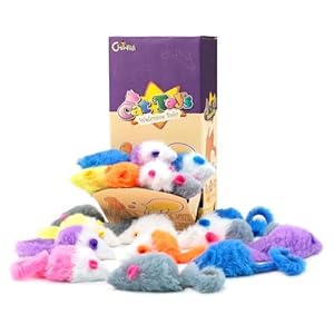 Chiwava 36 STK Bonbonfarbene Pelzmäuse Katzenspielzeug