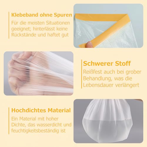 4 Rollen Abdeckfolie mit Klebeband, 150cm x 20m Transparent Abdeckfolie, mit Goldband UV Beständig Malerfolie… – Ansicht 3
