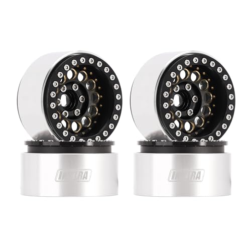 INJORA 1.9 Beadlock Felge - 153g Super Heavy Messing & Aluminium Deep Dish Felge für 1/10 RC Crawler SCX10 TRX4 VS4-10 Gen8,Schwarz