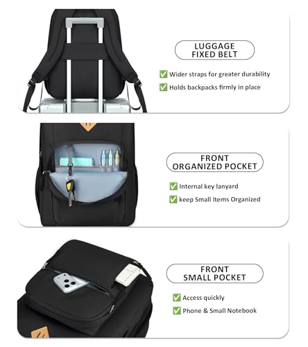 Image of abshoo Classical Basic Womens Travel Backpack For College Men Water Resistant Large Bookbag (Black)