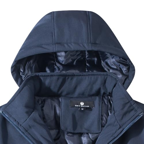 TONY BACKER Giacca Uomo Invernale Softshell Impermeabile Antivento con Cappuccio Staccabile, Giubbotto Cappotto Casual Trekking 3510