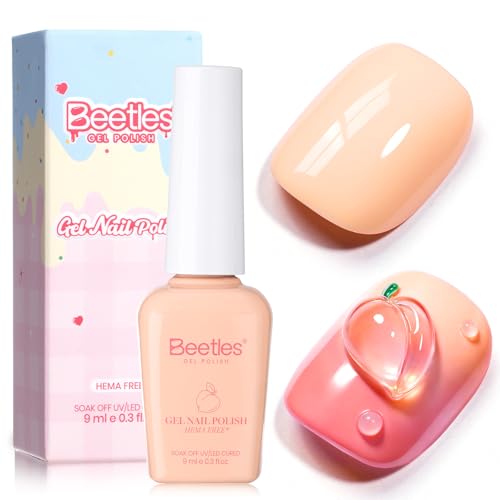 Image of Beetles Peach Gel Nail Polish - Taste of Summer Sweetie Peach Pastel Orange Coral Gel Polish, Same Color Bottle, Soak Off UV LED Lamp Pastel Nail Art, Long-Lasting Manicure Salon DIY Summer Nails