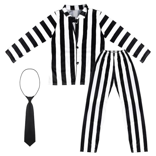 Disfraz infantil Halloween rayas blanco y negro miniatura 2