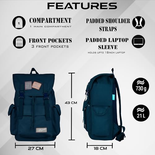 Image of F Gear Webster Canvas 21L Laptop Backpack Fits 18 inch Laptop 1 Main Compartment Drawstring Closure 3 Pkts Organizer Gifts for Men Women Boys Girls Adults Casual /College /School /Travel Bag