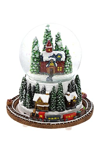 Schneekugel/Spieluhr zum Aufziehen mit Kirche und Tannenbaum ⌀100mm,...