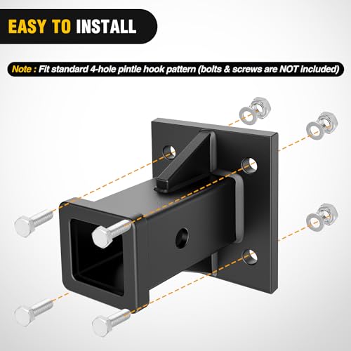 Image of Nilight Bolt-On Receiver Tube Adapter 2 Inch Openning Bumper Trailer Hitch Receiver Universal Towever Hitch Extender Hitch Accessories for Tractor Lawn Mower Utility Trailer, 2 Years Warranty