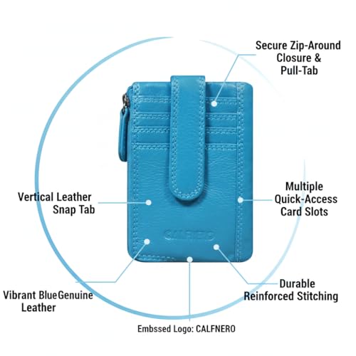 Image of Calfnero Genuine Leather Card Holder & Key Case for Men & Women | Slim Wallet with Zipper Pocket, Card Slots & Key Chain | Compact Travel Organizer