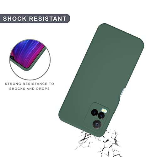 Image of SPRIG Compatible with VIVO Y33s Phone Liquid Silicone Cover Premium Back Cover Drop Tested Shock Proof Mobile Case for Men, Women, Boys and Girls with Camera Protection (Dark Green)