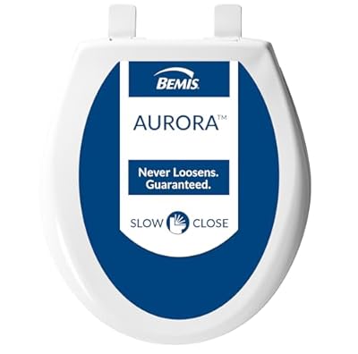 Bemis Aurora Slow Close Toilet Seat, Easy Clean Hinges and Adjustable Perfect Fit Plastic Seat, Round, Cotton White