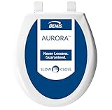 Bemis Aurora Slow Close Toilet Seat, Easy Clean Hinges and Adjustable Perfect Fit Plastic Seat, Made in USA, Round, White