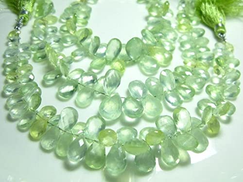 Prehnite Faceted Pear Briolettes fil de perles naturelles en poire