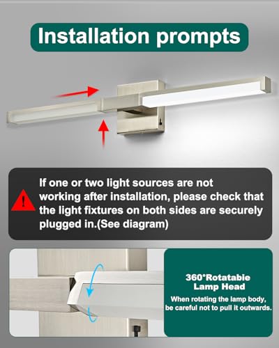 OKELI 32 Inch Bathroom Light Fixtures, Modern Brushed Nickel Vanity Light Over Mirror for - image 2