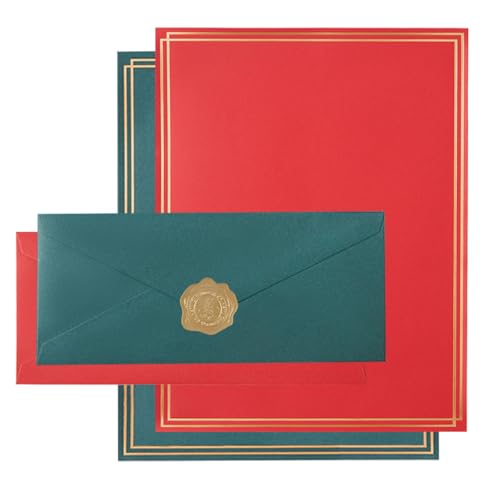 image for Toperd 50 Pack Christmas Stationery Set, Green Red #10 Business Envelo